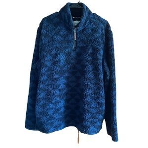 Natural Blue mens Blue Textured Sweater 1/4 zip fleece size large